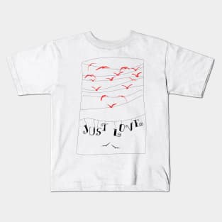 "Just Love" Heart-Shaped Bird Drawing Kids T-Shirt